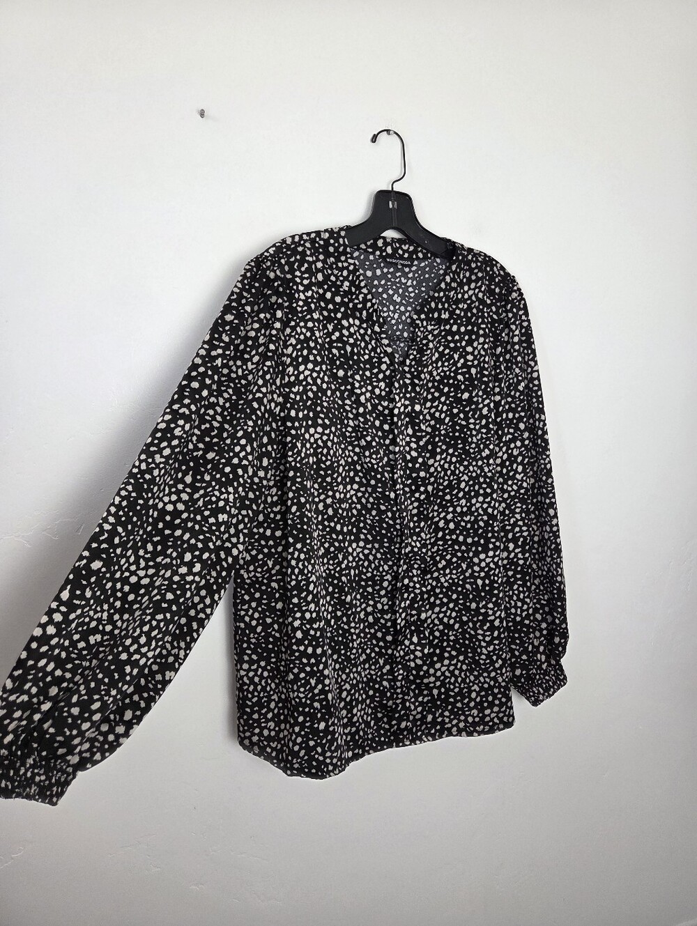 Mascomoda Black Abstract Dot Blouse Top Flowy Oversized Comfy Office Formal XL
